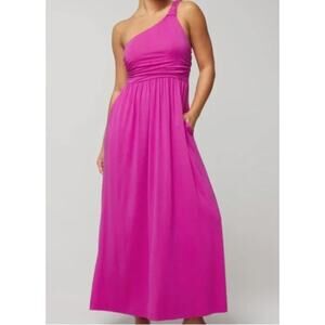 Soma Magenta Pink One Shoulder Jersey Knit Coastal Cowgirl Maxi Dress Medium